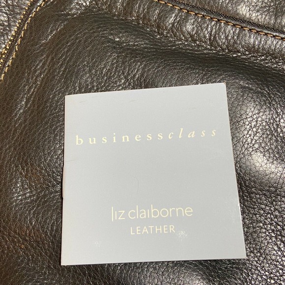 Liz Claiborne Business Class Brown Leather Brief Case Tote Bag - Picture 7 of 12